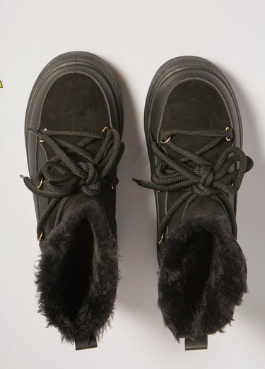 Boots fourrées compensées style après ski Noir