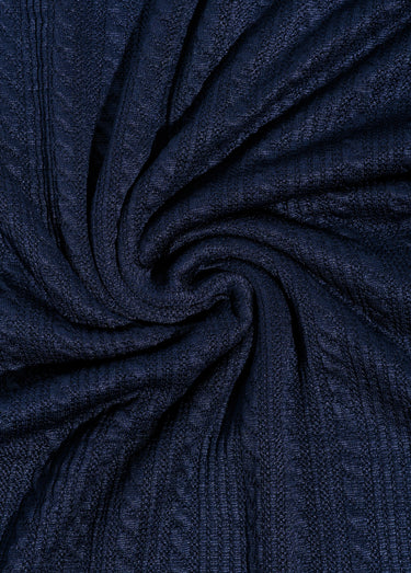 Coupon maille jersey, torsades et lignes Marine