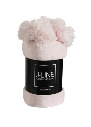 Plaid chaud à pompons en polaire Rose Clair