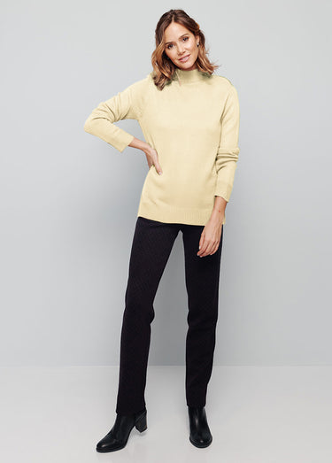 Pull col montant maille épaisse Ecru