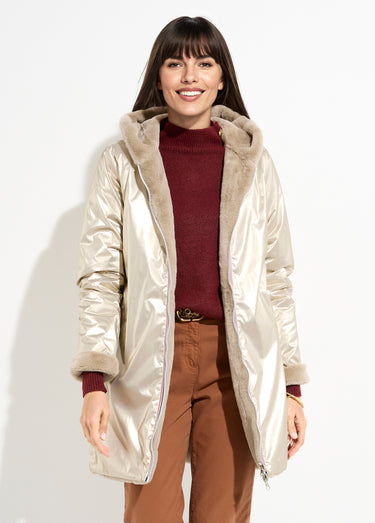 Parka réversible déperlant / fourrure 2D Dore/Beige
