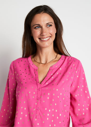 Tunique ample mi-longue manches 3/4 Rose