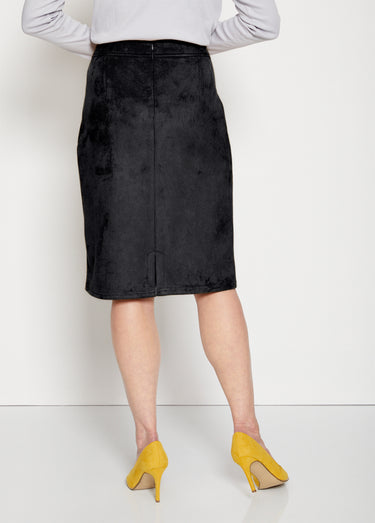 Jupe droite maille suédée Noir