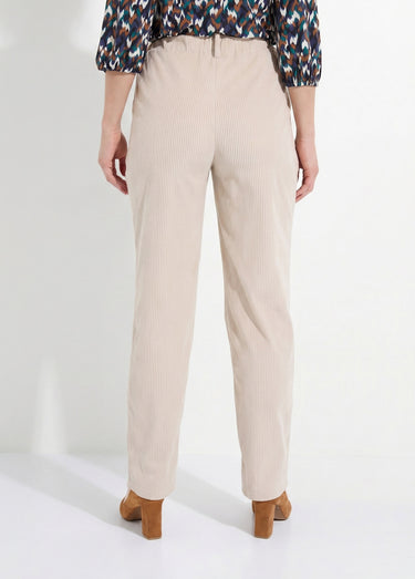 Pantalon velours côtelé taille élastiquée Ecru