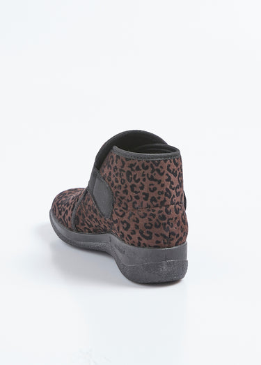 Boots scratchées léopard largeur confort Marron