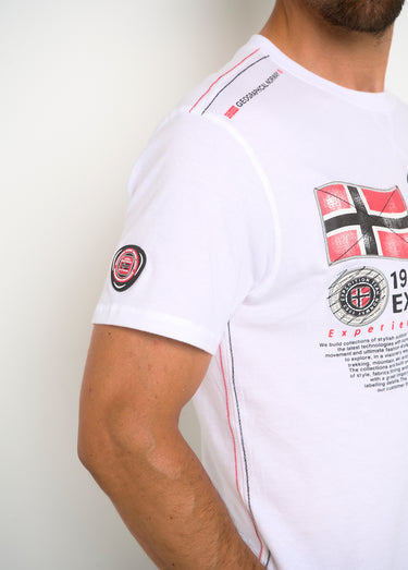T-shirt homme col rond et inscriptions Blanc