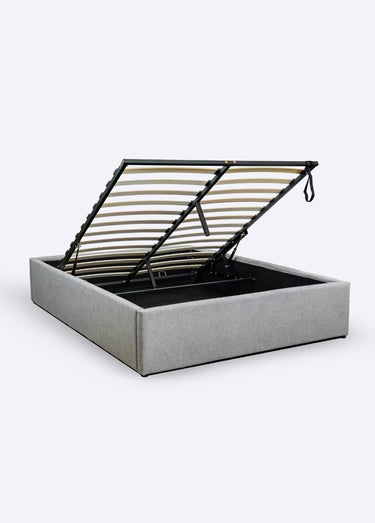 ALBA Lit coffre en tissu avec sommier Gris