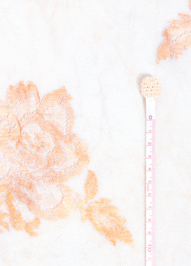 Coupon tissu, dentelle sur tulle Orange