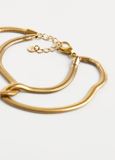 Bracelet maille serpent en acier inox Dore