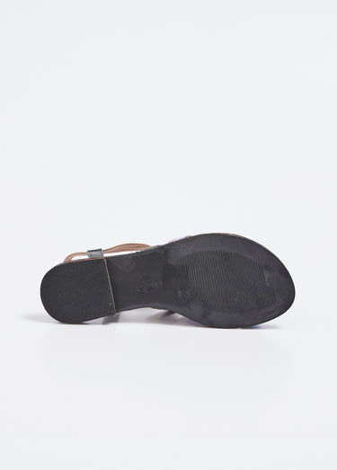 Sandales spartiates brides multicolores Noir