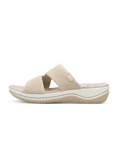 Mules légères en mesh, semelle compensée Beige