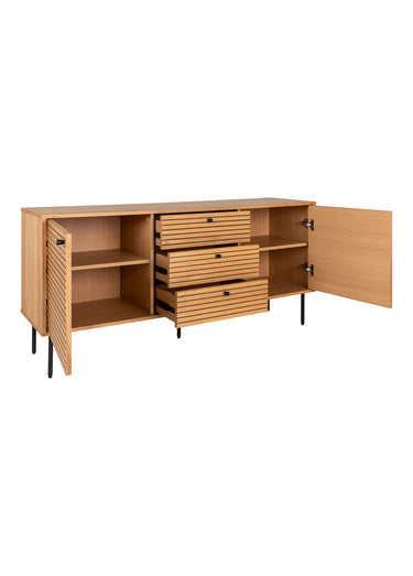 Buffet chêne et métal 3 tiroirs 2 portes Chêne