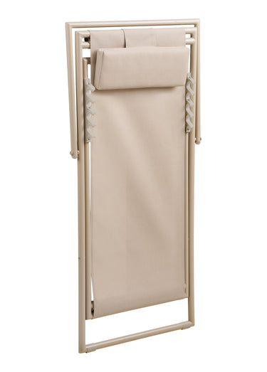Chaise transat pliante avec repose-tête Taupe