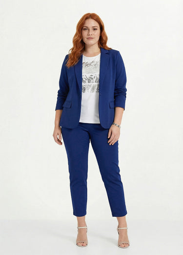 Veste droite boutonnée maille milano unie Bleu Marine