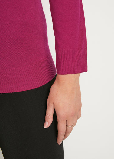 Pull fin col montant jersey uni avec laine mérinos Cassis
