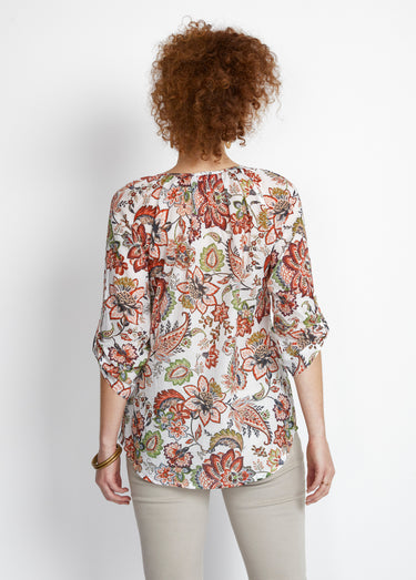 Tunique boutonnée imprimé cachemire Imp Orange