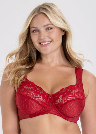 Soutien-gorge armatures dentelle, JACQUARD & LACE Carmin