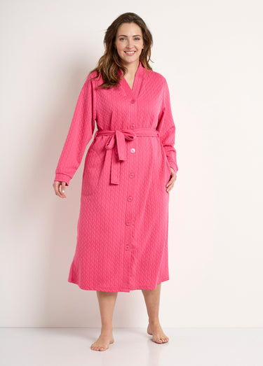 Peignoir kimono long boutonné Rose