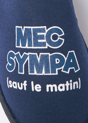Chaussons mules à message humoristique Bleu