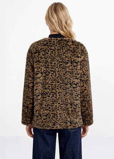 Veste manteau matelassée réversible avec une face motif léopard Léopard noir