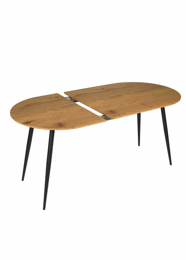 Table bois extensible ovale pieds compas Marron/Noir