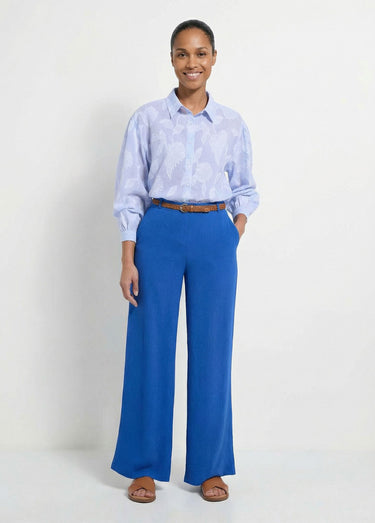 Chemisier long en coton rayé Bleu / Blanc