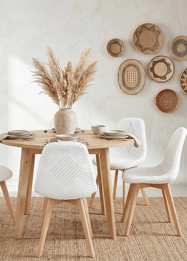 Set 4 Chaises assise patchwork clair Blanc patchwork