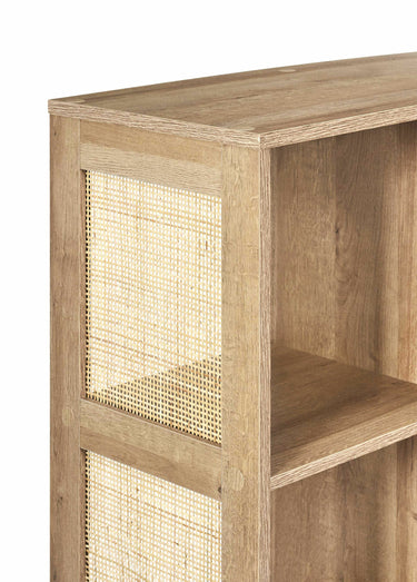 Meuble rangement 9 cases bois et cannage Marron