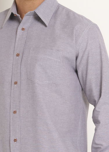 Chemise manches longues coton Oxford Gris