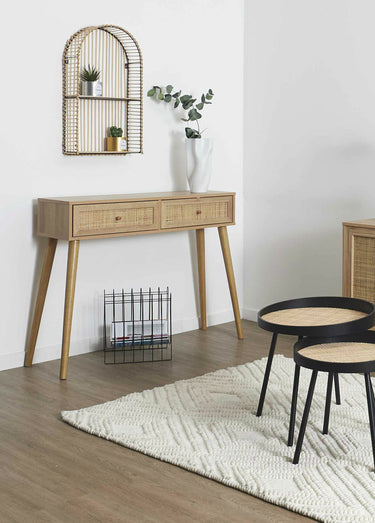 Console en bois et cannage Beige