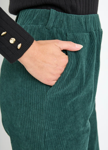 Pantalon velours côtelé taille élastiquée Vert