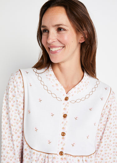 Chemise de nuit interlock boutonnée Imprime Peche