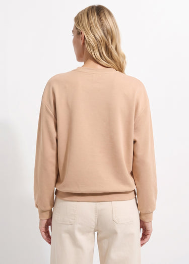 Sweat volume boite molleton brodé détail brillant Noisette
