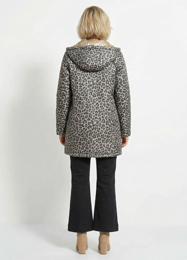 Coupe vent déperlant long motif léopard Champagne / Leopard