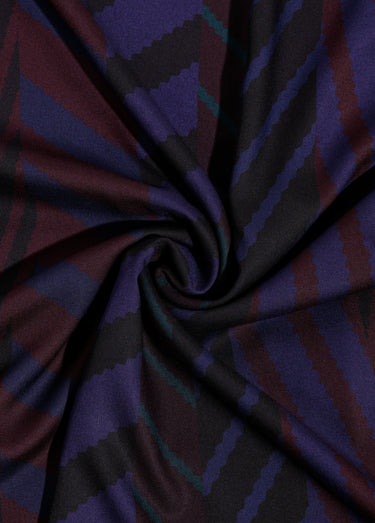 Coupon tissu, chevrons fantaisie Mauve / Bleu