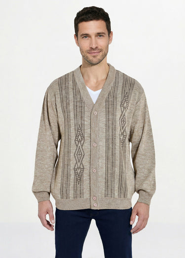 Gilet col V boutonné manches longues laine Chine Beige