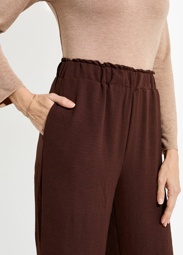 Pantalon large fluide en crêpe Chocolat