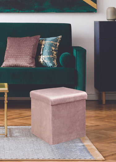 Pouf coffre en velours cotelé GIULIA Rose Poudre