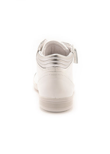 Baskets montantes en cuir, lacets et zip Blanc