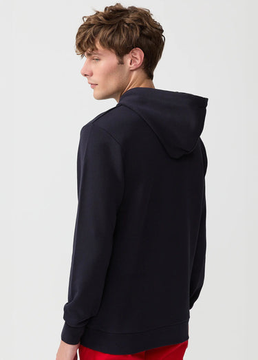 Sweat shirt kangourou à capuche, brodé Bleu Marine