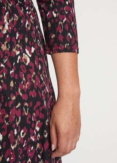 Robe courte cache-coeur en maille Imprime Prune