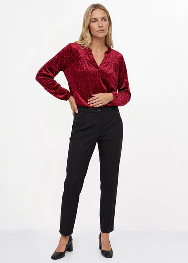 Tunique velours avec strass et col V Bordeaux