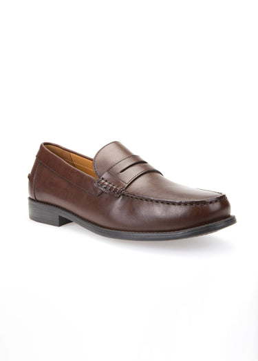 Mocassins classiques en cuir avec patte Brun Fonce