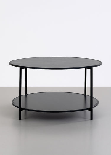 Table basse ronde en métal, 2 niveaux Noir
