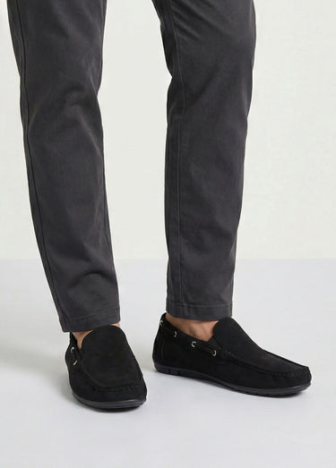 Mocassins suédine, côtés élastiqués Noir