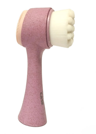 Brosse nettoyante visage double face silicone Rose