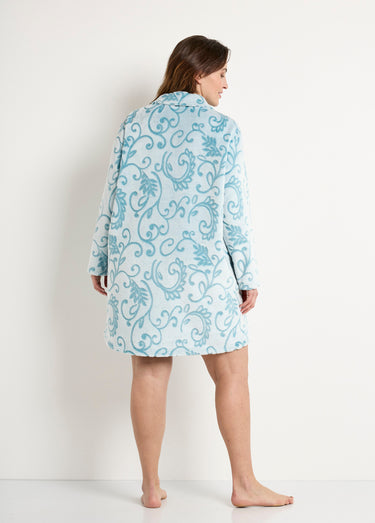 Peignoir robe de chambre polaire court boutonné Vert Canard