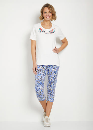T-shirt long manches courtes col rond Uni Blanc