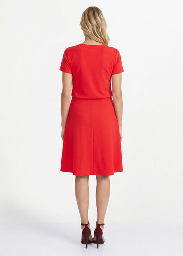 Robe courte effet drapé maille gaufrée Rouge