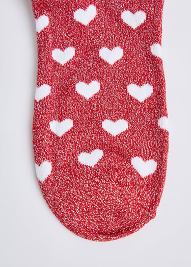 Chaussettes pailletées à message Rouge